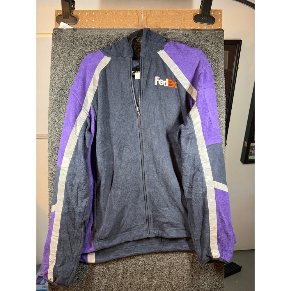 Image Authority FedEx Fleece Jacket Mens Large Black Purple Reflective FD3350